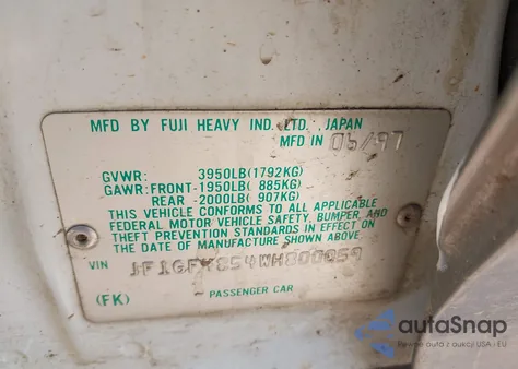 1998 Subaru Impreza Outback Sport из США, поврежденный, VIN JF1GF4854WH800059